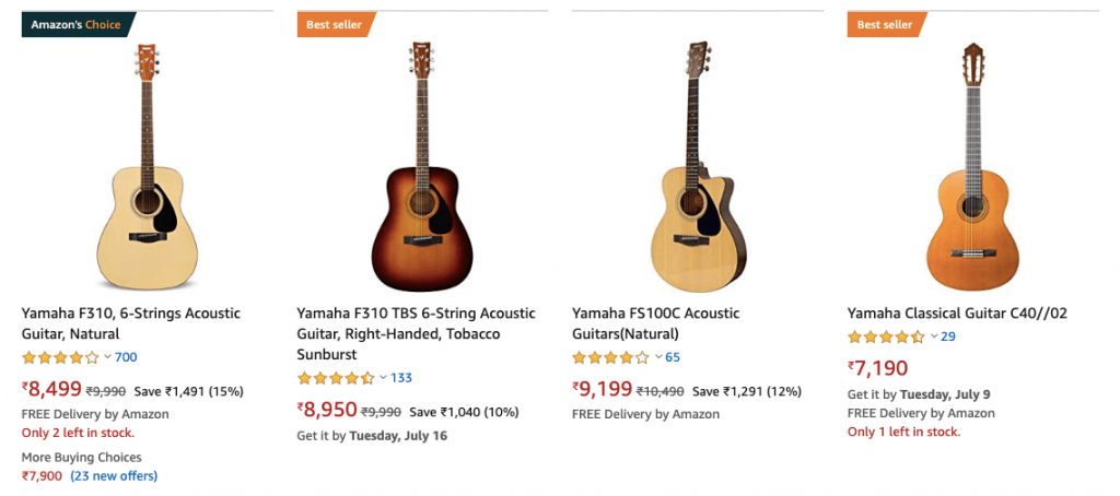 Yamaha Guitar Amazon India 1024x454 - 7 Best Acoustic Guitar For Beginners & Experts in India