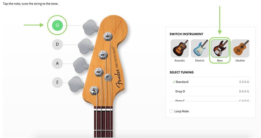 Tuning Bass Guitar Online